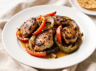 Saftige Chicken Fajitas, perfekt zubereitet im Airfryer mit frischem Gemüse.