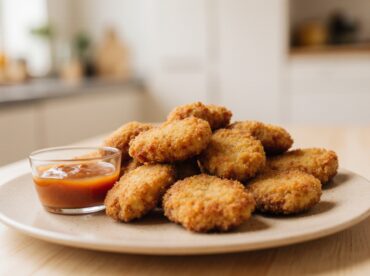 Knusprige Hähnchen-Nuggets aus dem Airfryer, perfekt für einen Snack.