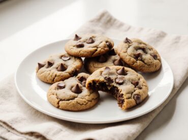 Leckere Chocolate Chip Cookies aus der Heißluftfritteuse mit goldbraunem Finish.