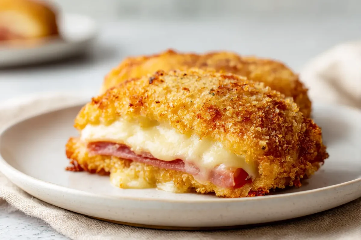 Leckeres Cordon Bleu in der Heißluftfritteuse, knusprig und saftig.