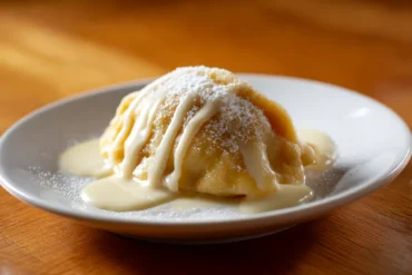Leckere Dampfnudel, die perfekt in der Heißluftfritteuse zubereitet wurde.
