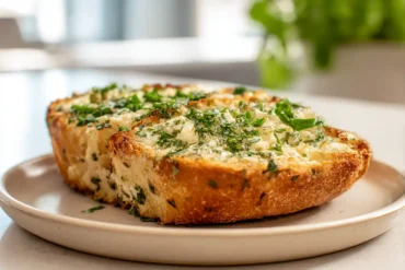 Leckeres Fetabrot, das in der Heißluftfritteuse perfekt knusprig gebacken ist.