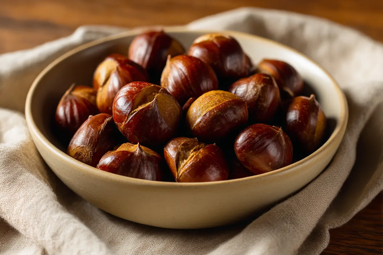 Leckere heiße Maronen aus der Heißluftfritteuse mit perfektem Aroma.