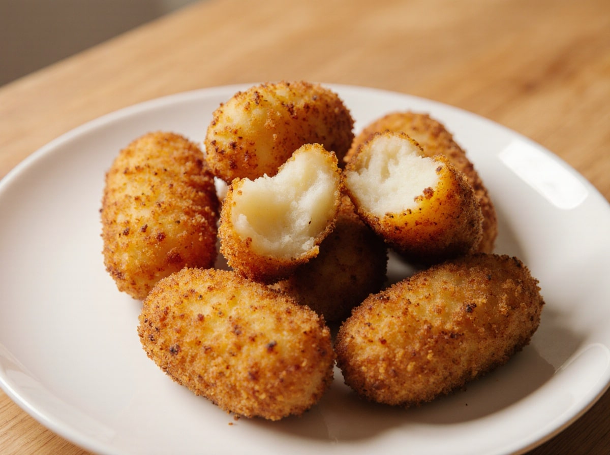 Leckere Kroketten aus Kartoffelbrei, perfekt zubereitet im Airfryer für einen knusprigen Genuss.
