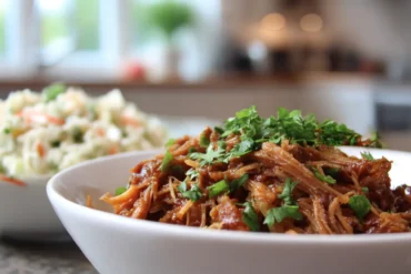 Saftiges Pulled Pork aus der Heißluftfritteuse, perfekt zubereitet für jeden Anlass.