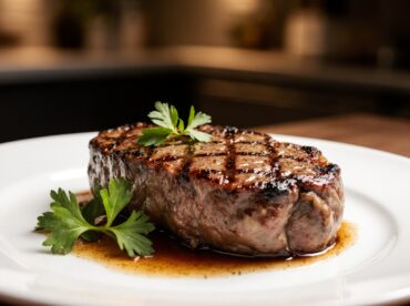 Saftiges Rindersteak, zubereitet in der Heißluftfritteuse für perfektes Grillvergnügen.