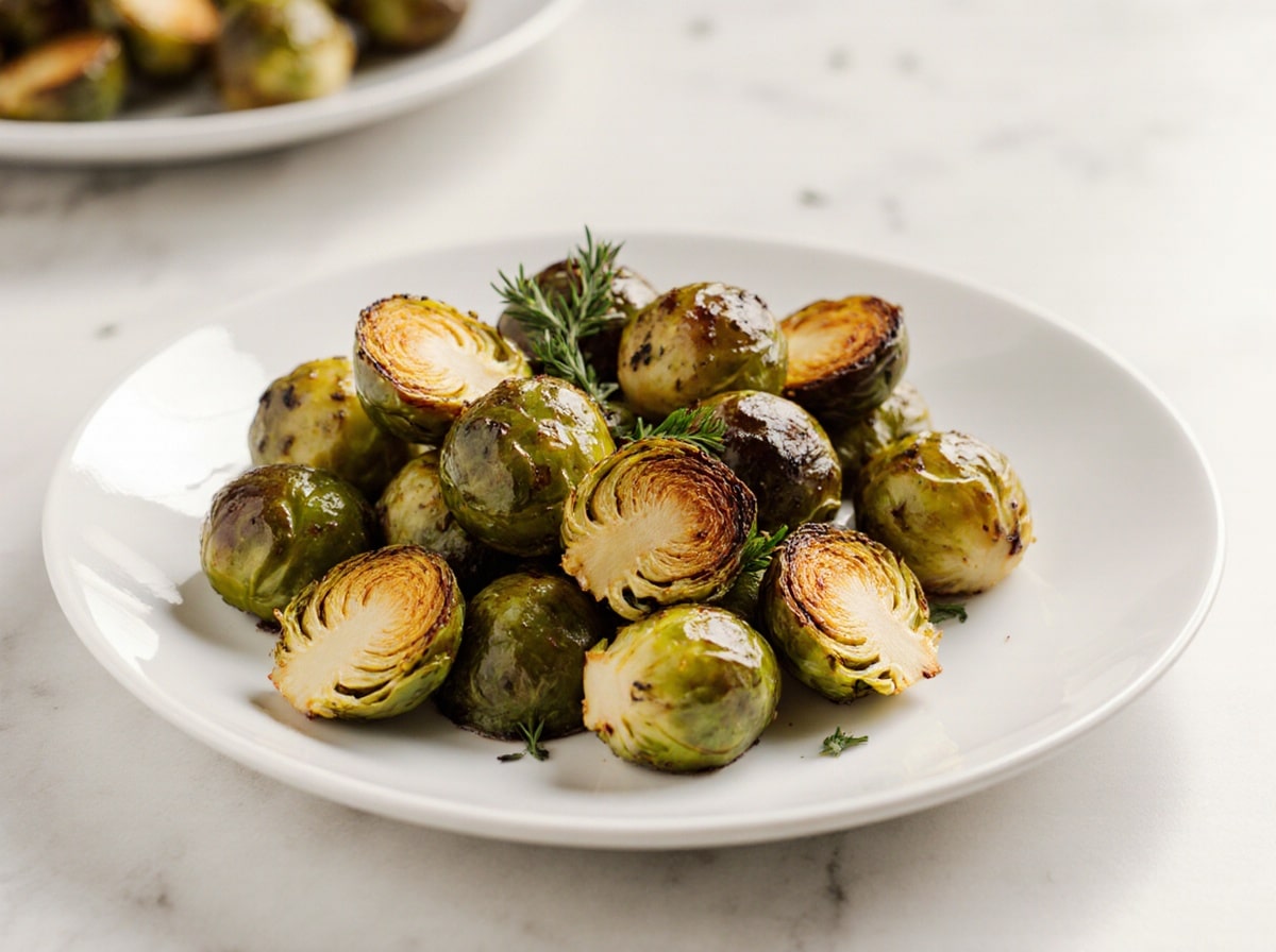 Leckerer Rosenkohl aus der Heißluftfritteuse, perfekt knusprig zubereitet.