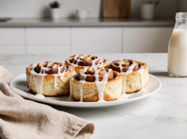 Leckere schnelle Zimtschnecken, die in der Heißluftfritteuse zubereitet werden.
