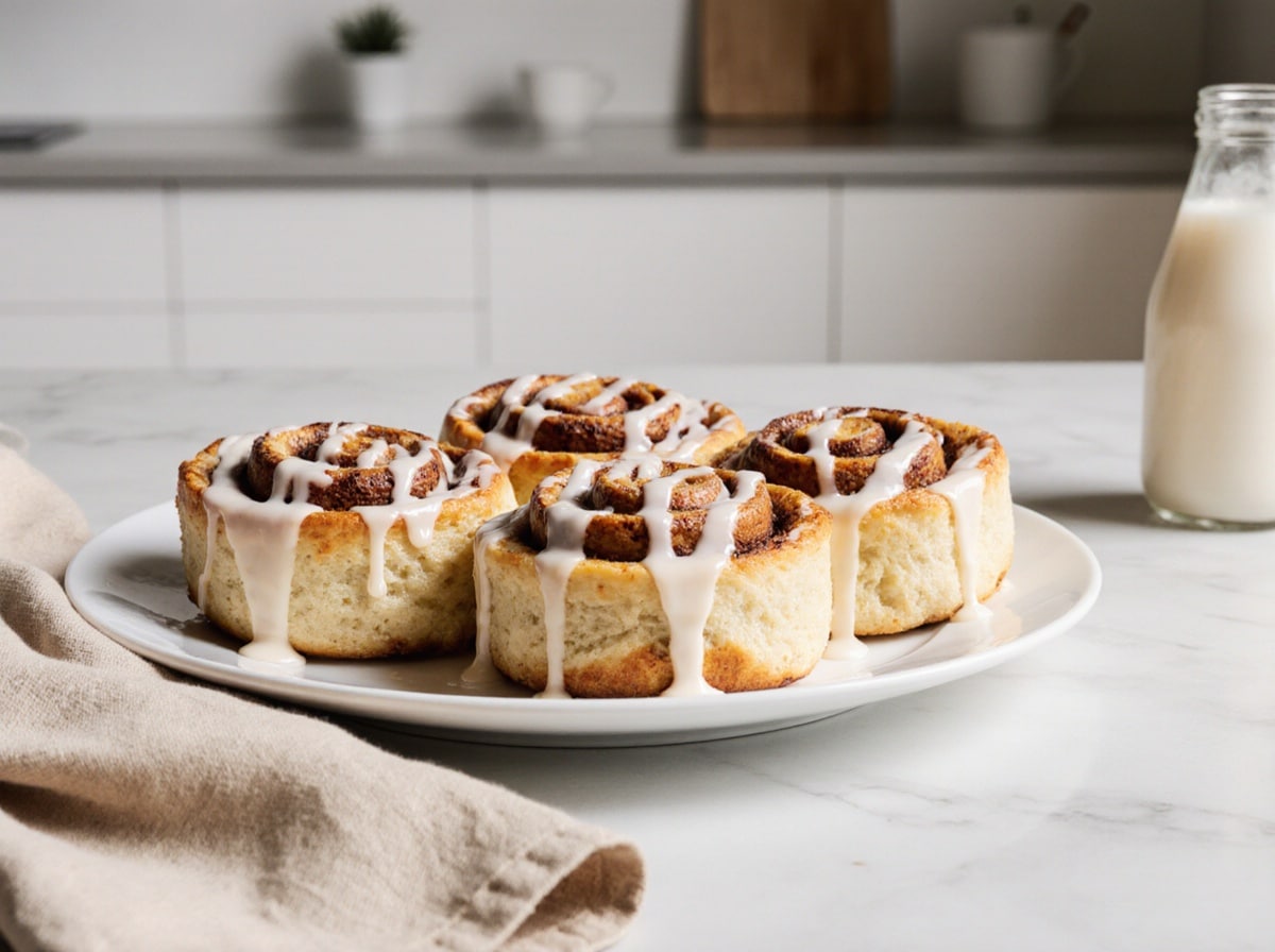 Leckere schnelle Zimtschnecken, die in der Heißluftfritteuse zubereitet werden.
