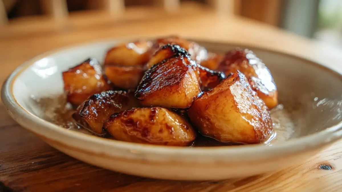 Leckere, goldbraun gebackene Äpfel aus dem Airfryer mit einer Prise Zimt.