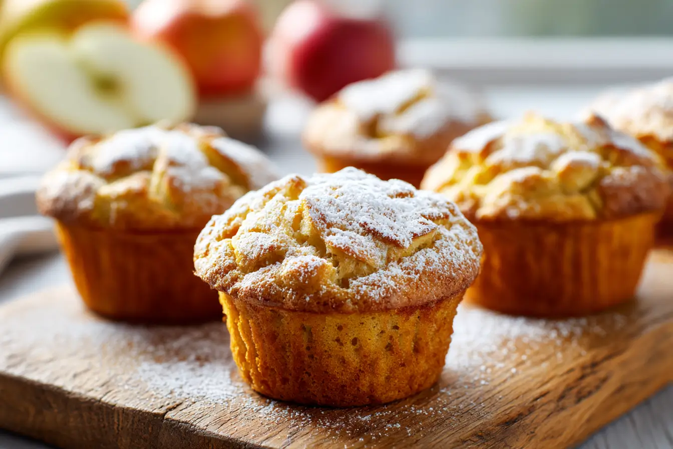 Leckere Apfel Muffins, frisch zubereitet im Airfryer für ein gesundes Snack-Erlebnis.