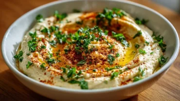 Köstliches Baba Ganoush, zubereitet im Airfryer für einen rauchigen Geschmack.