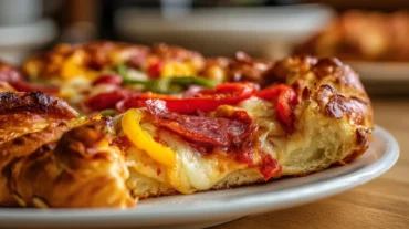 Leckere Brezel Pizza, knusprig und perfekt zubereitet in der Heißluftfritteuse.