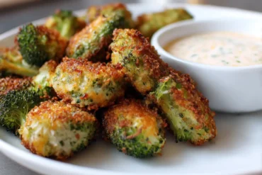 Leckere Brokkoli-Käse-Nuggets aus der Heißluftfritteuse für eine gesunde Snack-Option.
