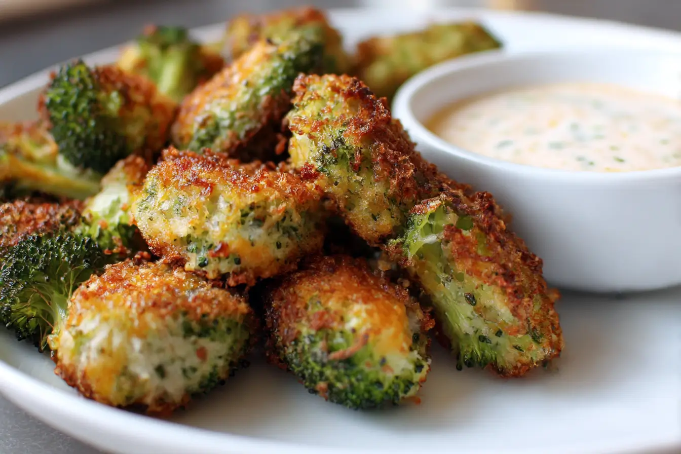 Leckere Brokkoli-Käse-Nuggets aus der Heißluftfritteuse für eine gesunde Snack-Option.