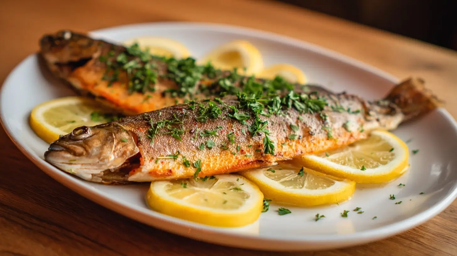 Saftige Forelle, frisch zubereitet in der Heißluftfritteuse für perfekten Geschmack.