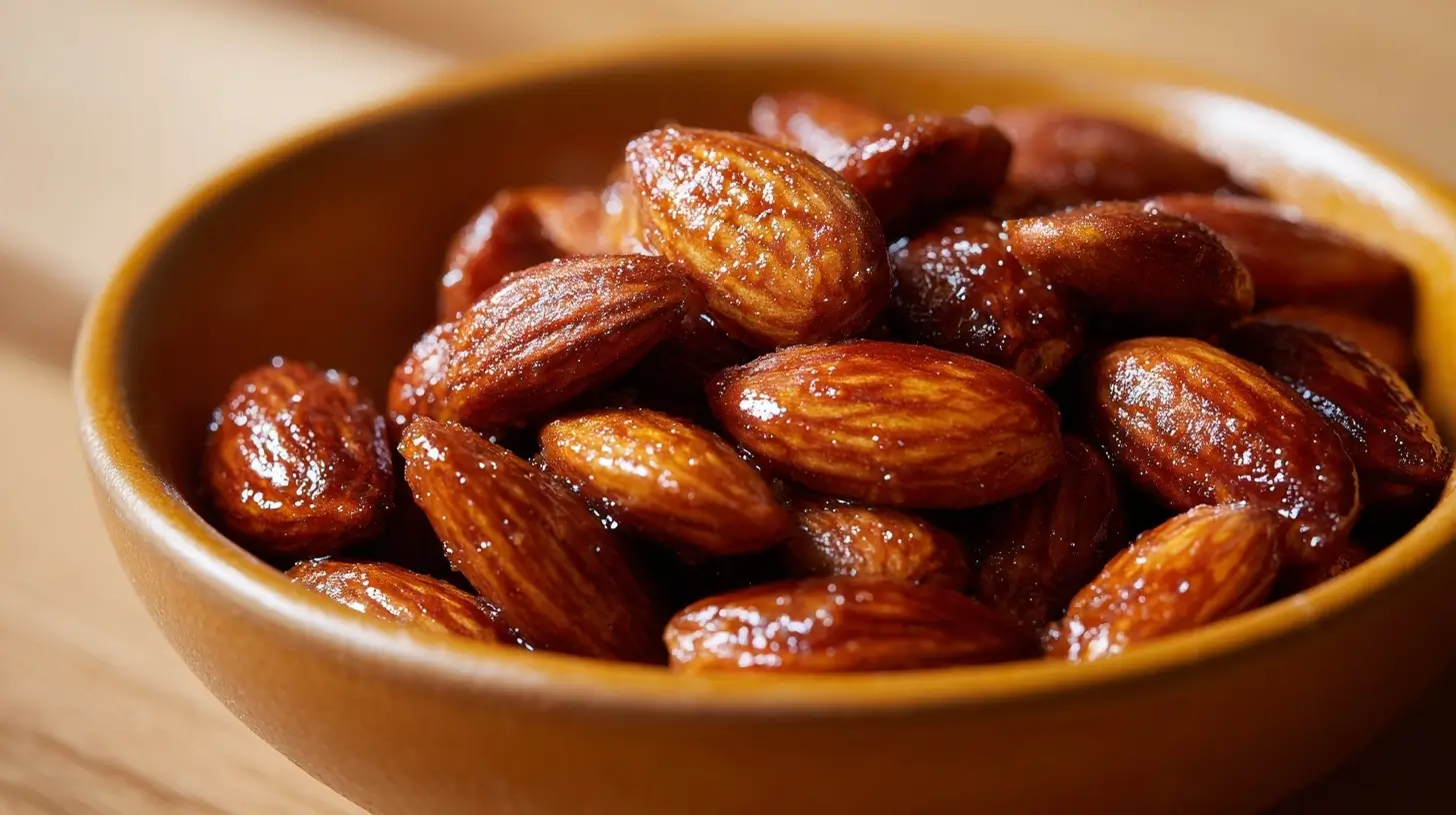 Leckere gebrannte Mandeln aus der Heißluftfritteuse mit perfektem Röstaroma.