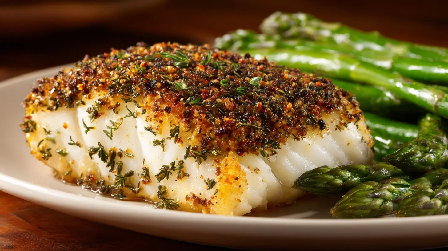 Leckerer Kabeljau im Airfryer, perfekt gewürzt mit frischen Kräutern.