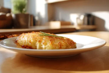 Krustige Kartoffelrösti aus der Heißluftfritteuse, perfekt für ein schnelles Abendessen.