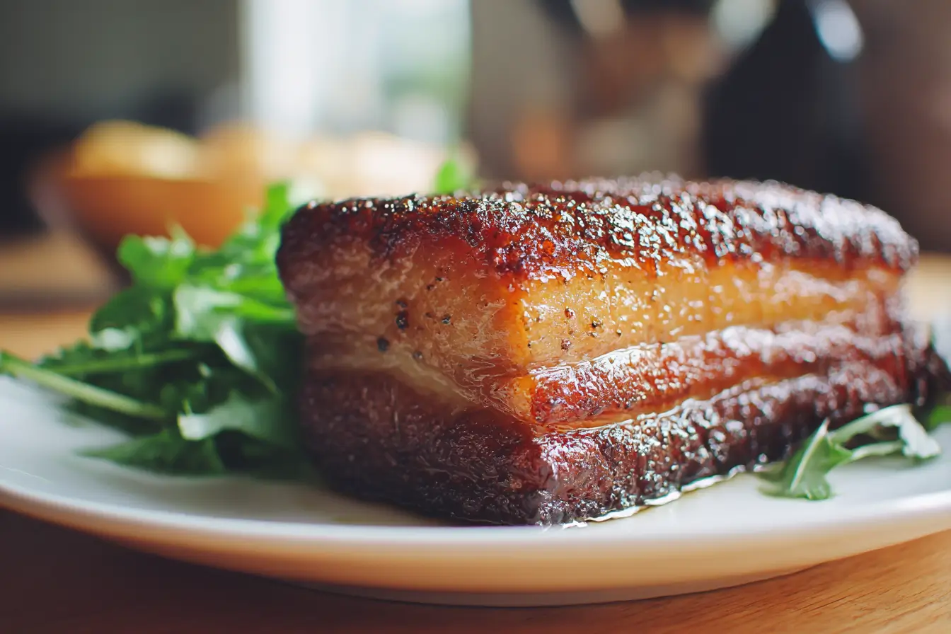 Leckerer knuspriger Schweinebauch aus der Heißluftfritteuse, perfekt für jeden Anlass.