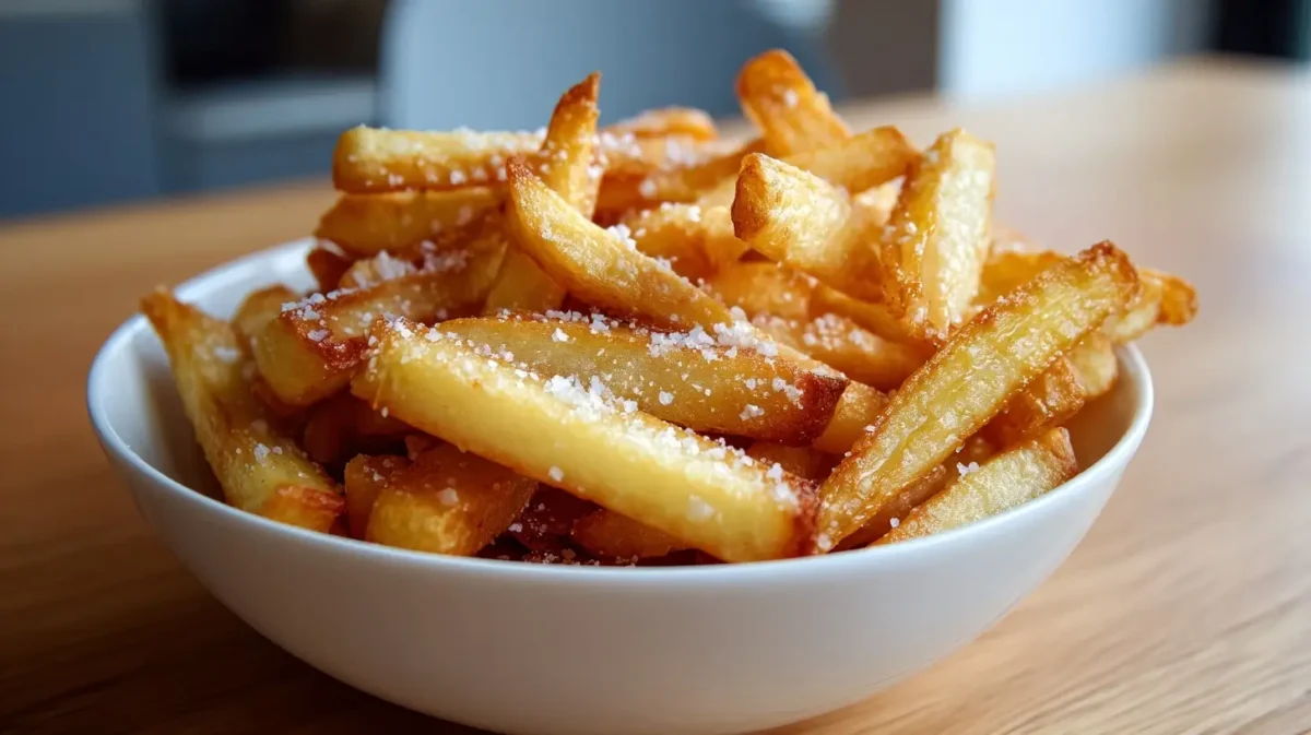 Knusprige Pastinaken Pommes aus der Heißluftfritteuse mit köstlichen Gewürzen.