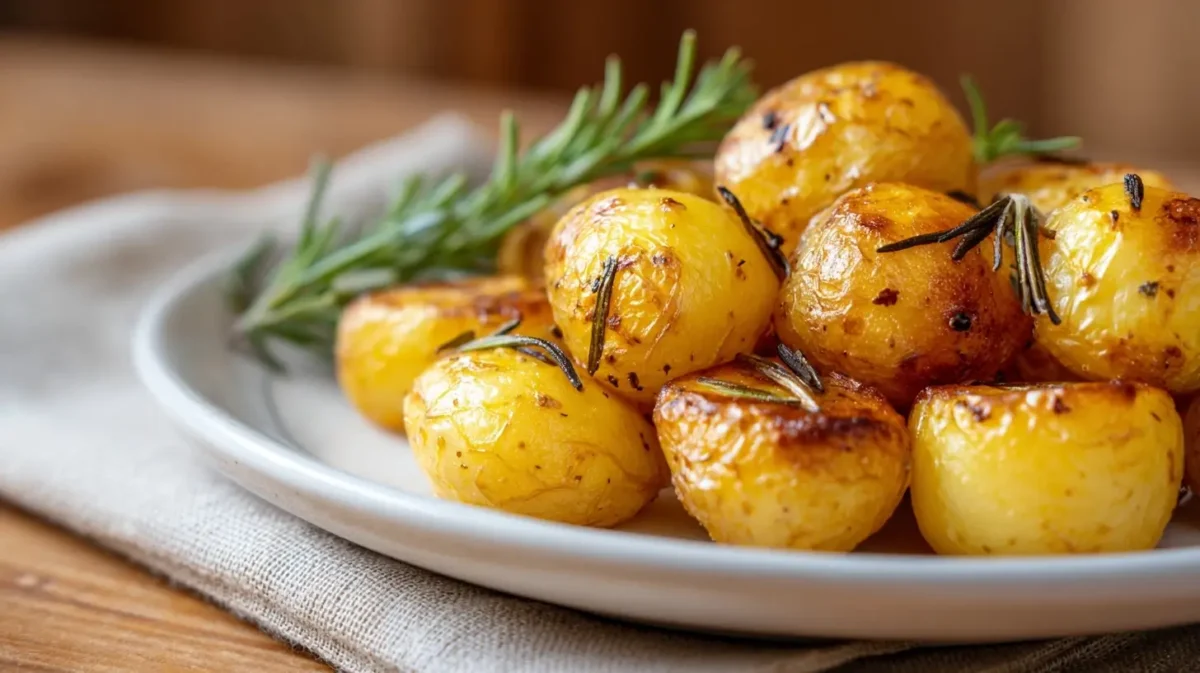 Leckere Rosmarinkartoffeln aus der Heißluftfritteuse mit knuspriger Oberfläche und aromatischem Geschmack.