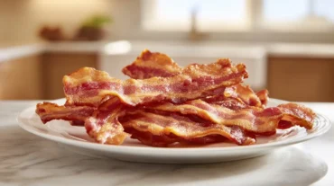 Köstlicher knuspriger Bacon, perfekt im Airfryer zubereitet.