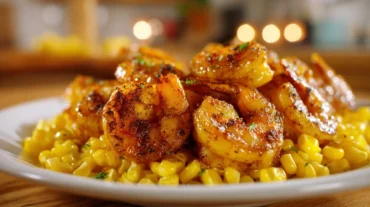 Leckere Cajun-Garnelen mit Mais, zubereitet im Airfryer für ein schnelles und einfaches Abendessen.
