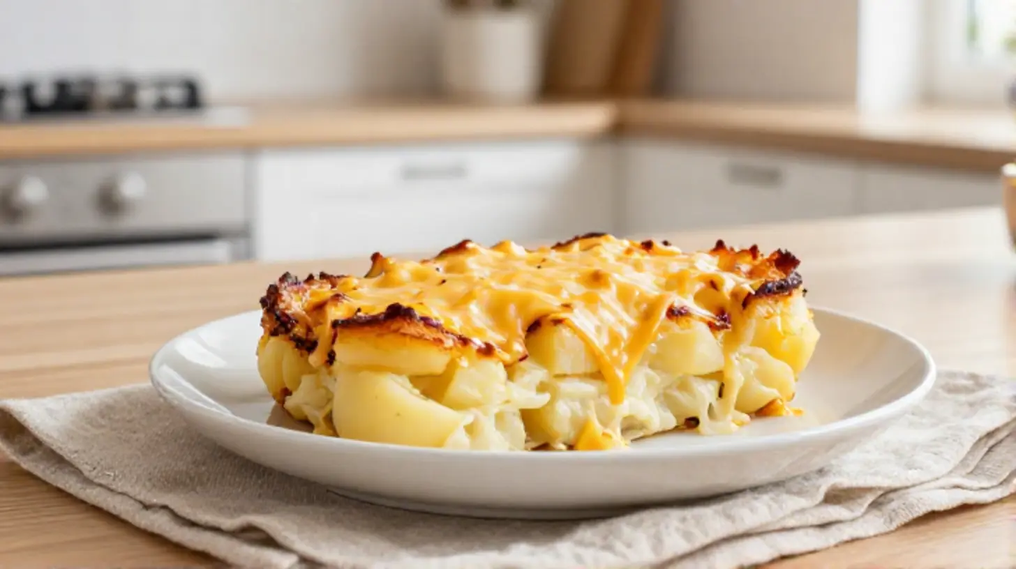 Perfekt goldbraunes Kartoffelgratin aus der Heißluftfritteuse, cremig und knusprig.