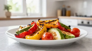 Leckeres Grillgemüse aus dem Airfryer, perfekt zubereitet für ein gesundes Gericht.