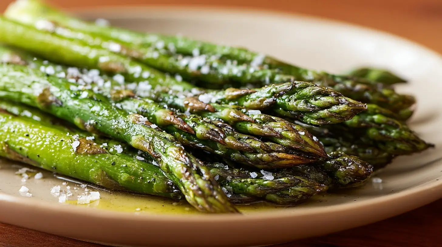 Zarte grüner Spargel, perfekt zubereitet im Airfryer für ein köstliches Gericht.
