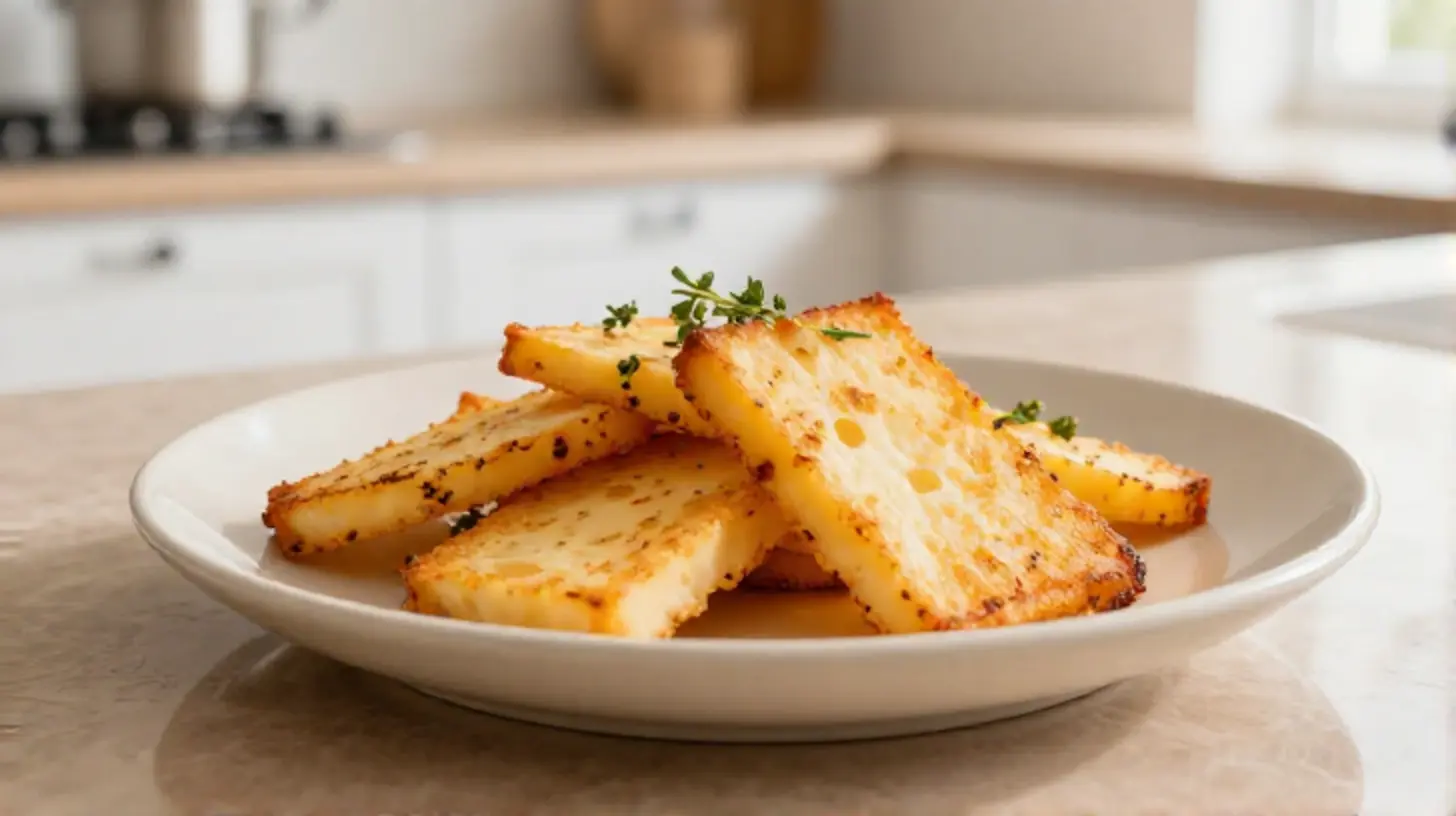 Leckeres Harzer Käse Gericht, perfekt zubereitet im Airfryer für knusprigen Genuss.