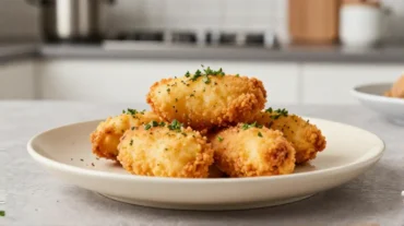 Leckere Hirtenkäsestücke, knusprig zubereitet in der Heißluftfritteuse, perfekt für jeden Snack.