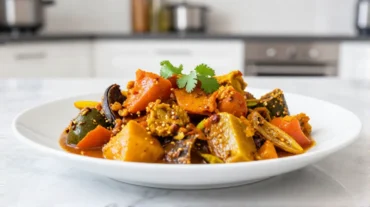 Leckeres indisches Curry, perfekt zubereitet im Airfryer für intensiven Geschmack.