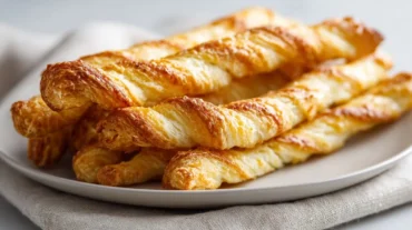 Knusprige Käse-Stangen aus Blätterteig, perfekt zubereitet in der Heißluftfritteuse.