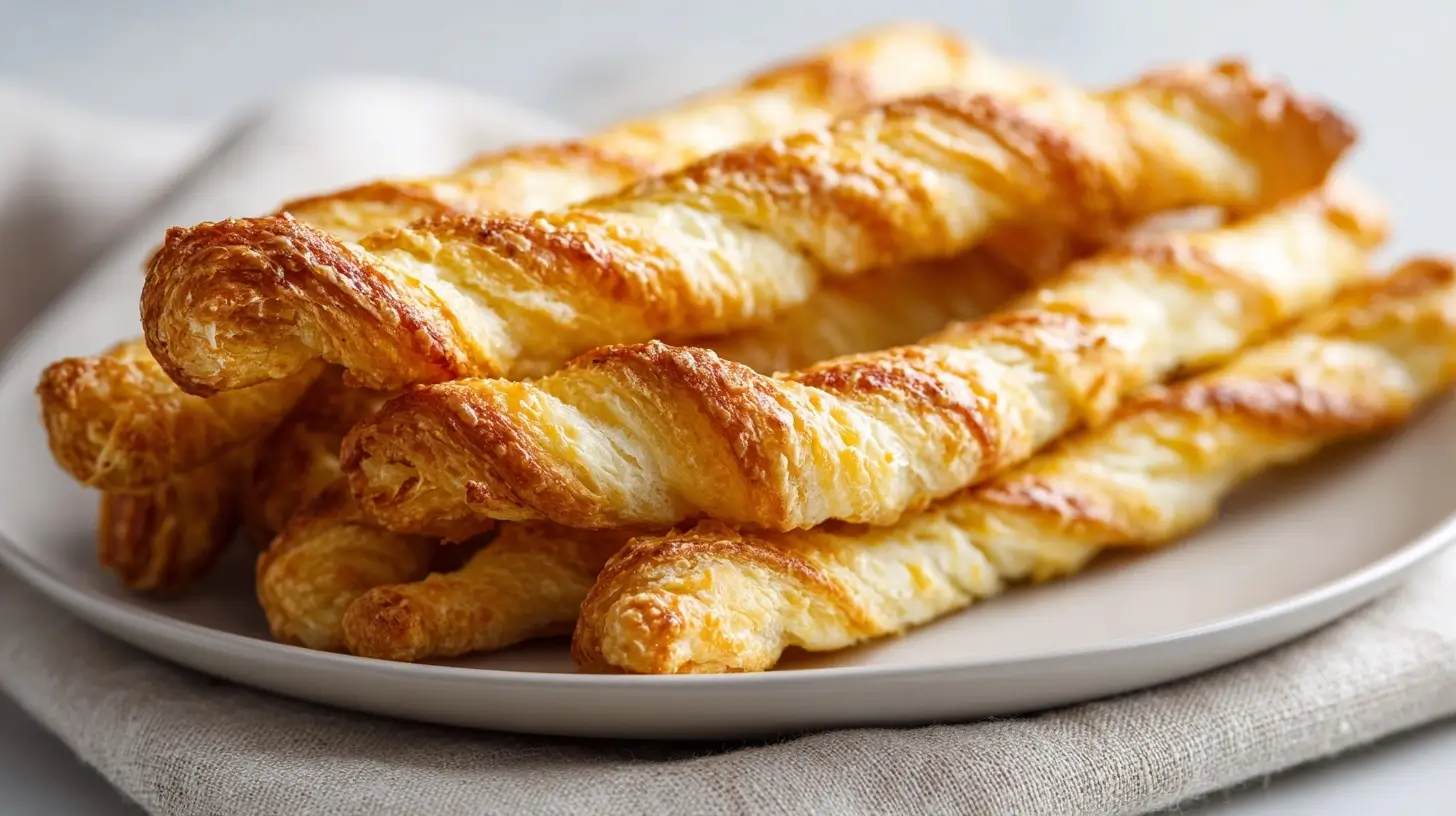 Knusprige Käse-Stangen aus Blätterteig, perfekt zubereitet in der Heißluftfritteuse.