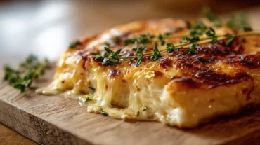 Leckerer Ofenkäse im Airfryer, perfekt goldbraun und knusprig.