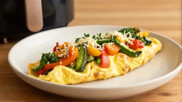 Perfektes Omelett aus dem Airfryer, einfach und schnell zubereitet.