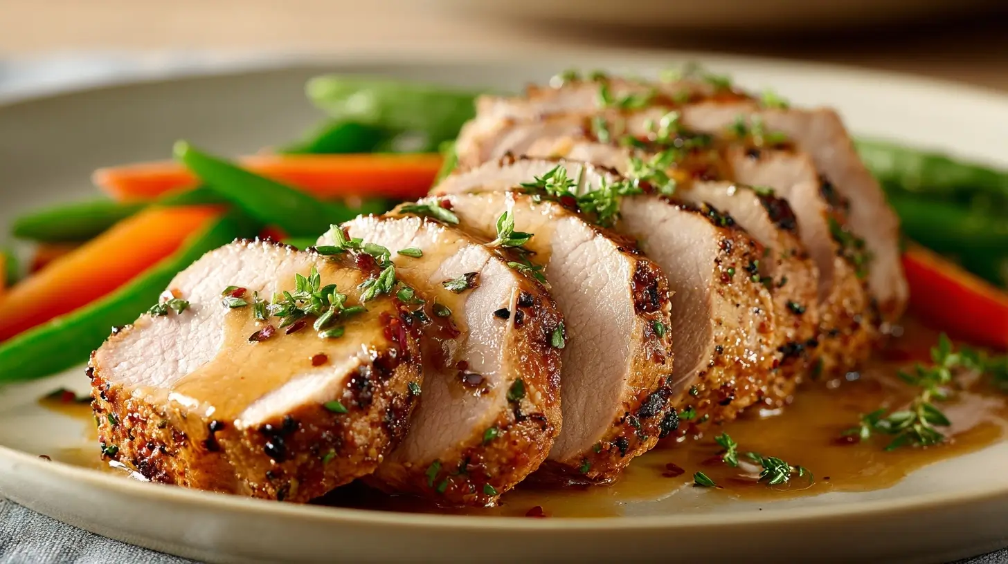 Saftiges Schweinefilet, perfekt zubereitet im Airfryer für gesunde und leckere Mahlzeiten.