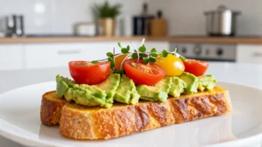 Köstlicher Süßkartoffel-Toast im Airfryer, knusprig und perfekt für ein gesundes Frühstück.