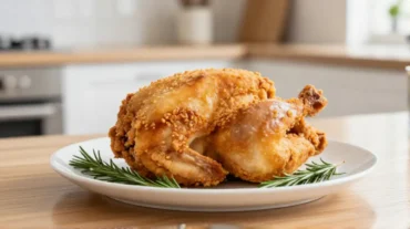 Ein perfekt gebratenes, knuspriges ganzes Hähnchen im Ninja Airfryer, goldbraun und saftig. Viele fragen sich, wie lange die Zubereitung braucht.