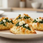 Leckere Blätterteig-Taschen mit Spinat und Schafskäse, zubereitet in der Heißluftfritteuse.