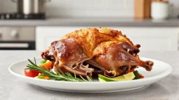 Saftiger Hasenbraten, perfekt zubereitet in der Heißluftfritteuse für ein unverwechselbares Geschmackserlebnis.