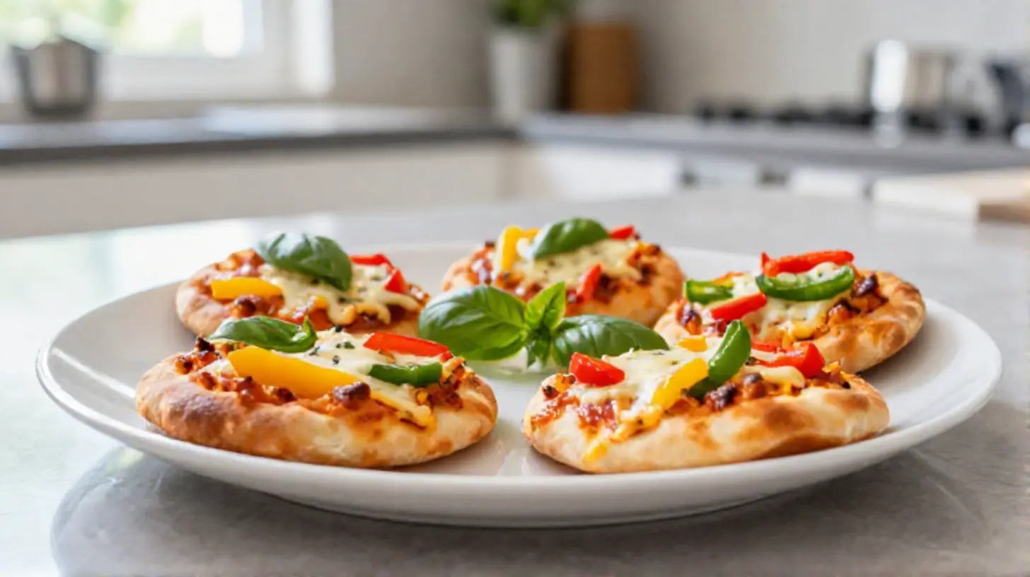 Leckere Mini-Pizzen aus der Heißluftfritteuse, perfekt knusprig und schnell zubereitet.