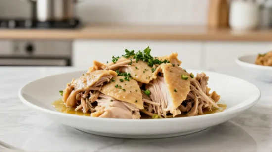 Saftig Pulled Chicken im Airfryer mit perfektem Geschmack und knuspriger Kruste.