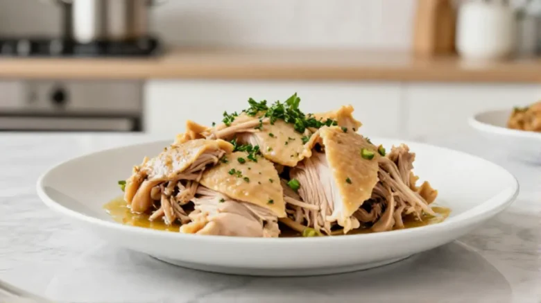 Saftig Pulled Chicken im Airfryer mit perfektem Geschmack und knuspriger Kruste.