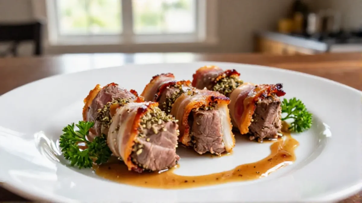 Saftige Rinderroulade aus der Heißluftfritteuse mit zartem Fleisch und herzhaftem Gemüse.