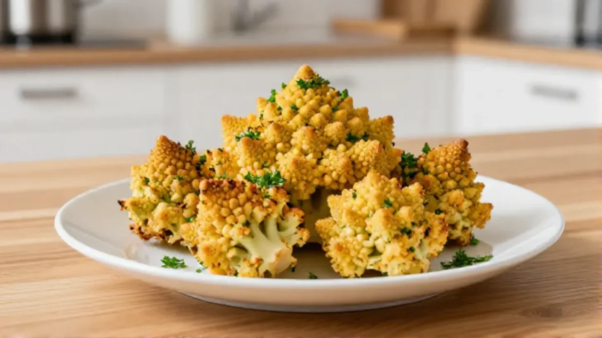 Köstlicher Romanesco aus der Heißluftfritteuse, perfekt gebraten und voller Geschmack.