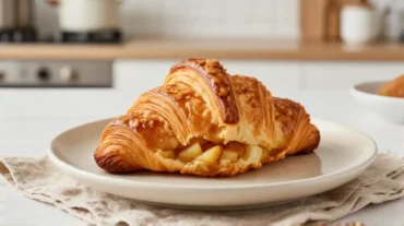 Leckeres Apfel-Zimt-Croissant, das im Airfryer perfekt gebacken wurde.