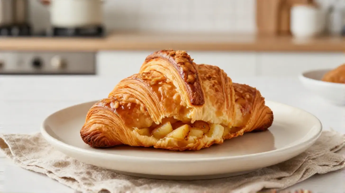 Leckeres Apfel-Zimt-Croissant, das im Airfryer perfekt gebacken wurde.